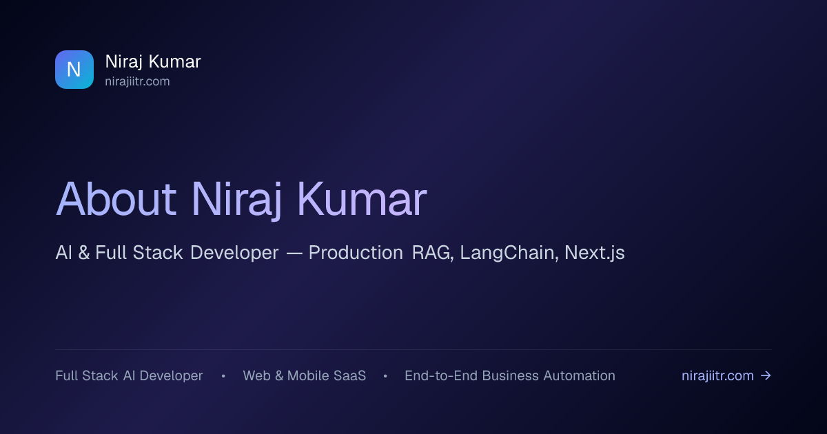 About Niraj Kumar — AI & Full Stack Developer | Niraj Kumar